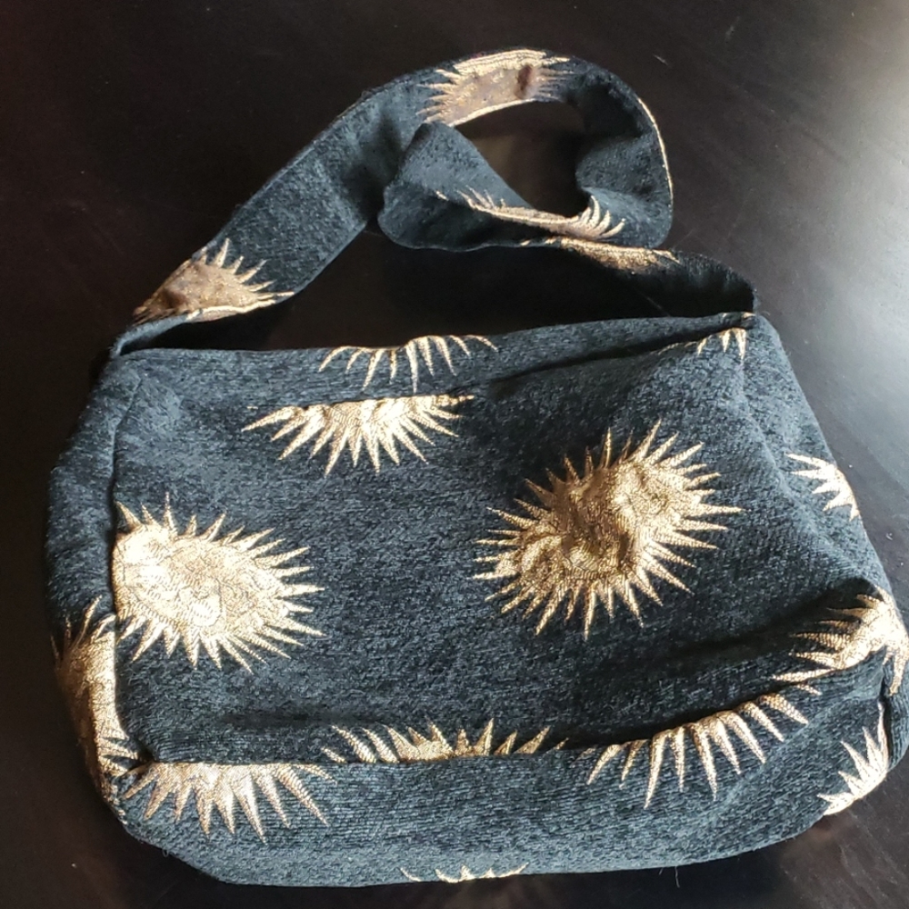 Kismet Fabric Sun Design on Black Purse